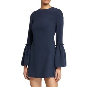 LIKELY Valentina Mini Dress Blue Size 2 Long Sleeve Flare Sleeve Ruffle A-Line